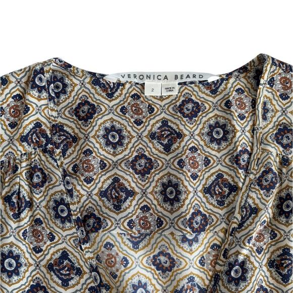 Veronica Beard Delray Silk Crepe Mini Dress Printed Long Sleeve Women's Size 2 - Picture 4 of 10